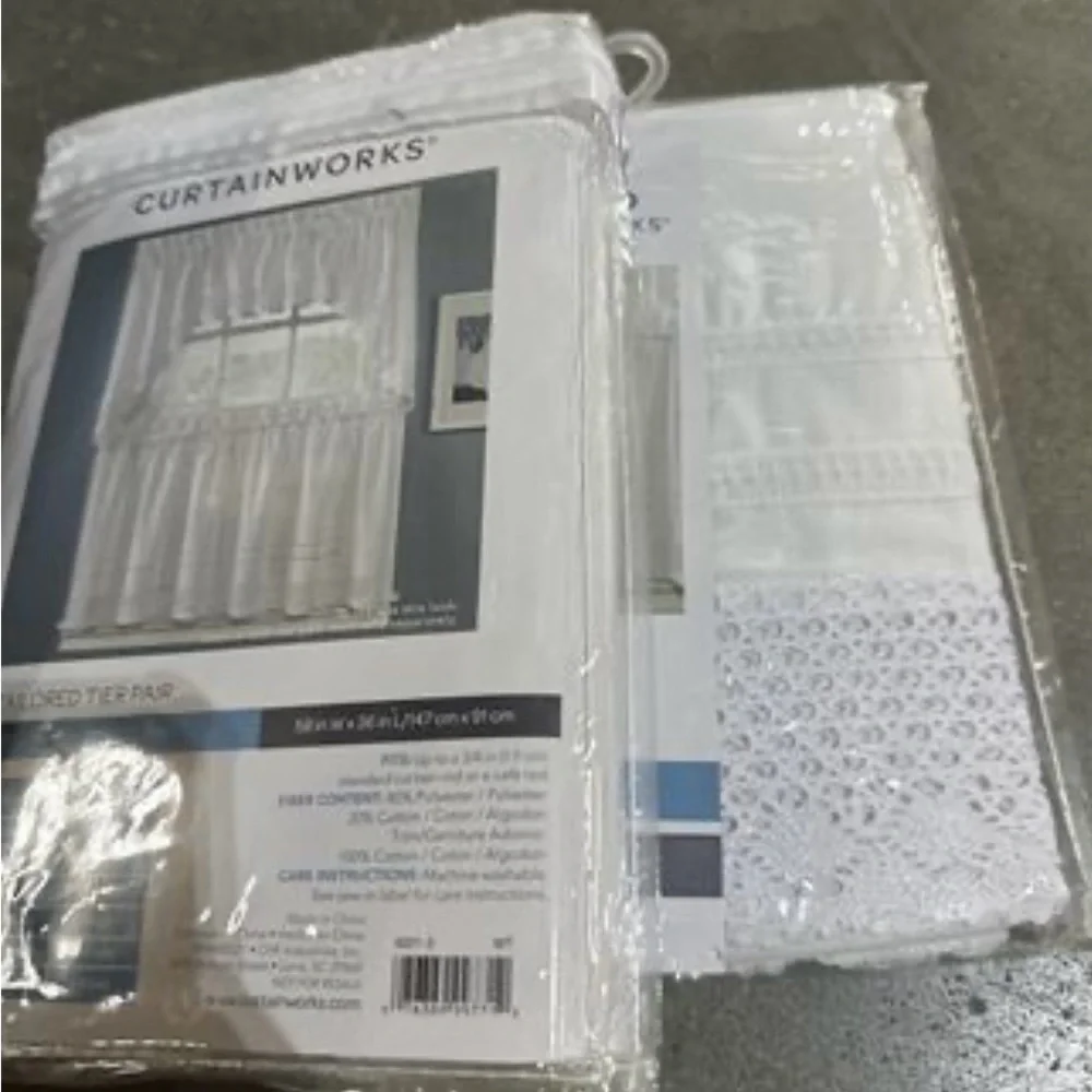 Crochet Valance; Swag and Tier Pair Curtain Collection 3pr 36”
